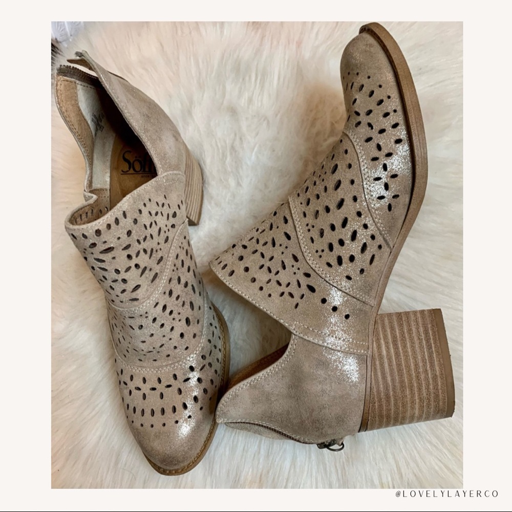 Sofft Wyoming Bootie Metallic Suede Size 8.5